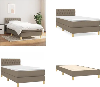 Produktbild von vidaXL Boxspringbett mit Matratze Taupe 90x200 cm Stoff - Boxspringbett - Boxspringbetten - Bett - Schlafzimmermöbel