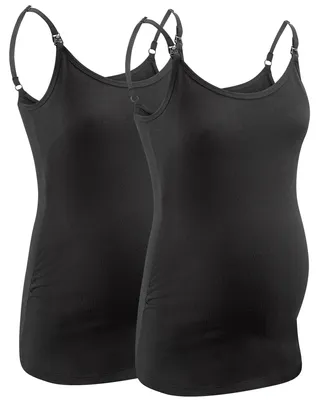 Produktbild von Stillunterhemd 2er Set Damen – Umstandsmode Stilltop Unterhemd, Baumwolle, 2 Schwarz, Gr. S