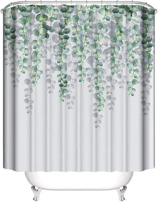Obrázek produktu pro Polyesterová sprchová záclona s motivem listů – pratelná – 120 x 200 cm – zelená