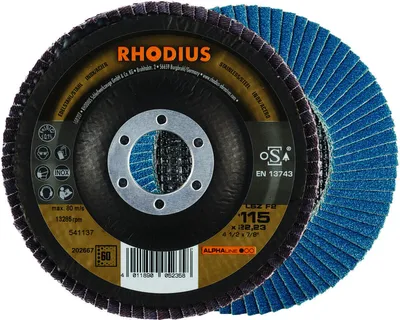 Produktbild von Rhodius Schleifscheibe LSZ F2 K60 Stahl Ø 115 mm Bohrung 22,23 mm 5 Stück