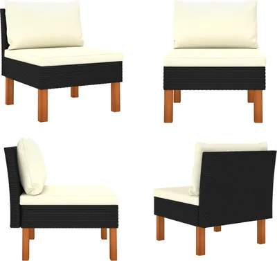 Immagine prodotto di vidaXL Divano centrale in poly rattan e legno massiccio di eucalipto - Divano centrale - Divani centrali - Divano centrale - Pezzi di divano centrale