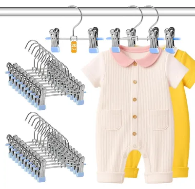 Immagine prodotto di Appendiabiti per bambini, confezione da 20 pezzi, con clip antiscivolo e design salvaspazio