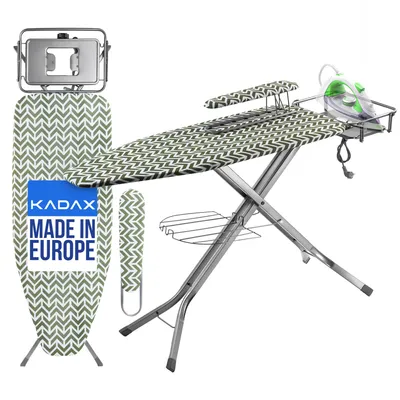 Zdjęcie produktu dla KADAX Deska Do Prasowania Duża Full 130x48cm z Uchwytem Żelazko + Rękawnik Kadax