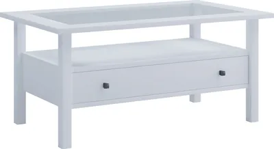 Produktbild von VCM Holz Beistelltisch mit ESG-Sicherheitsglas | Couchtisch schlicht | Maße ca. H. 42 x B. 90 x T. 54 cm | Wohnzimmertisch mit Schublade | Sofatisch - Lingis L