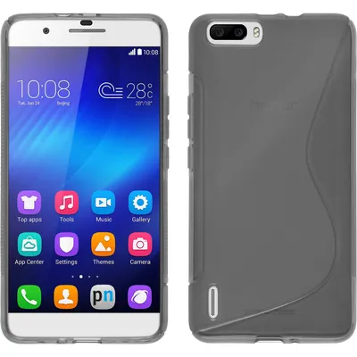 Produktbild von PhoneNatic Case kompatibel mit Huawei Honor 6 Plus - grau Silikon Hülle S-Style + 2 Schutzfolien