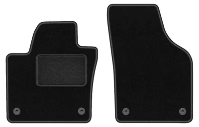 Produktbild von Velours-Fußmatten Vorne passend für Volkswagen Sharan II (Minivan, Bj. 2010-) –  schwarz, passgenau, mit Befestigungen set 2 Stk. - STANDARD