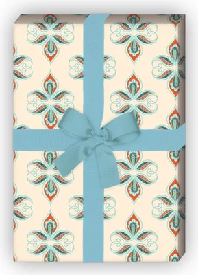 Produktbild von Paisley Geschenkpapier mit Lilien Ornament, beige zum Einpacken - G11509, 32 x 48cm