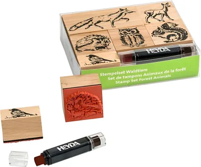 Produktbild von HEYDA 204888695 Stempel-Set Waldtiere 12 x 10 x 3 cm Holz