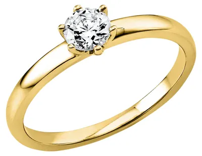 Image de Bague solitaire 1P076 en or jaune 14 carats, ornée d'un diamant de 0,3 carat