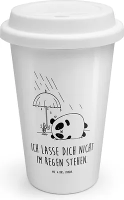 Produktbild von Mr. & Mrs. Panda Thermobecher Panda Freundschaft - Weiß - Geschenk, ToGo Kaffeebecher, Coffee To Go Becher, Isolierbecher