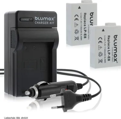 Produktbild von 2x Akku + Lader für Canon Lp-E8 EOS 550D 650D 700D Rebel T3i 1140 mAh (7,2V)