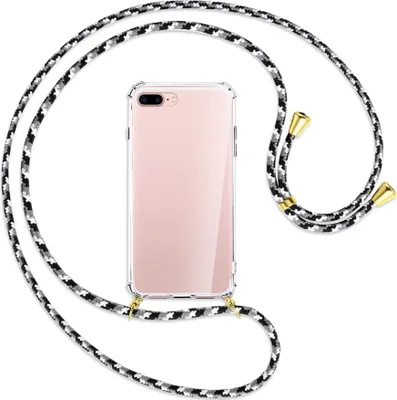 Produktbild von Handykette Backcover-Schutzhülle mit Band (Metall goldfarben) für Apple iPhone 7 Plus / 8 Plus - schwarz/grau/weiß