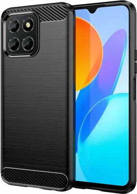 Produktbild von Carbon Case Hülle kompatibel mit Honor X6A flexible Silikon Carbon Hülle schwarz