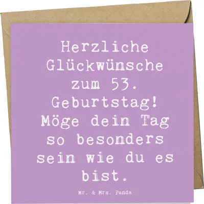 Produktbild von Mr. & Mrs. Panda Grußkarte Spruch 53. Geburtstag - Lavendeltraum - Geschenk, besonderer, Happy Birthday, anlasskarte, doppelkarte, Glückwunsch, Feiern, Meilenstein, Alter
