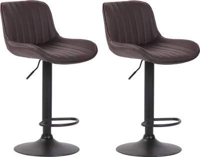 Produktbild von CLP 2er Set Barhocker Lentini Kunstleder drehbar mit Höhenverstellung braun Gestell Farbe schwarz