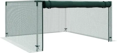 Produktbild von Outsunny 1,25 x 1,25 m Gartennetz, Pflanzenschutzzelt mit Reißverschlusstür, Insektenschutznetz, Winddichtes Gemüsenetz, Schädlingsschutznetz für Garten, Balkon, Stahl, Grün