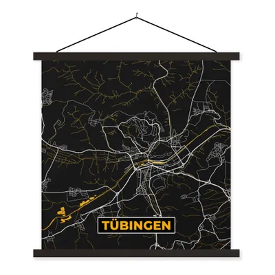 Produktbild von MuchoWow® Textilposter Gold - Deutschland - Karte - Stadtplan - Tübingen 120x120 cm mit schwarzem Rahmen - Aufhängungsset