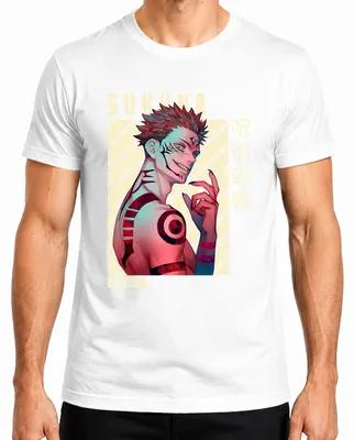 Productafbeelding van Sukuna Jujutsu Kaisen, Koning van de Vloeken, Anime, roodogige, donkere heren T-shirt, wit, maat XL