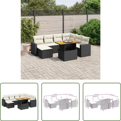 Produktbild von The Living Store 8-tlg. Garten-Sofagarnitur mit Kissen Schwarz Poly Rattan