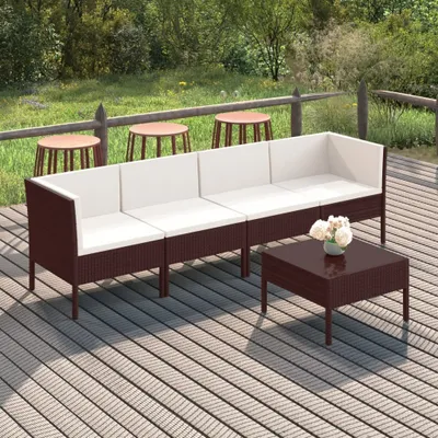 Produktbild von The Living Store 5-tlg. Garten-Lounge-Set mit Auflagen Poly Rattan Braun