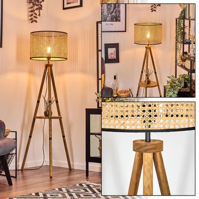 Produktbild von Casalina Stehlampe aus Holz/Rattan/Wienergeflecht in Naturfarben/Schwarz