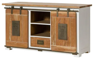 Produktbild von MASSIVMOEBEL24 Sideboard Mango 128x45x70 weiß lackiert RAILWAY #502