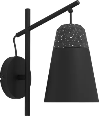 Produktbild von EGLO Wandlampe Canterras, 1 flammige Wandleuchte, Wandleuchte innen aus Terrazzo in Grau Weiß, Metall in Schwarz, Wohnzimmerlampe, Flurlampe, E27