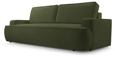Produktbild von Sofa SOLO mit Schlaffunktion, Schlafsofa, Wohnzimmersofa, Couch, Soffa, Bettsofa, Bucle-Stoff – Grün GERRA 50