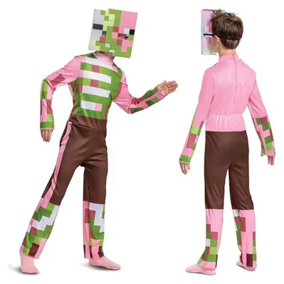 Obrázok produktu pre Minecraft Zombie Schweinemann Klasický karnevalový kostým Maska 109-126 cm 4-6 rokov