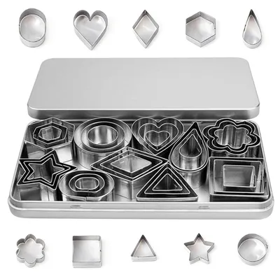 Produktbild von 30-teiliges Plätzchenausstecher Set Edelstahl mit Aufbewahrungsbox