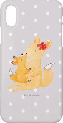 Produktbild von Mr. & Mrs. Panda Iphone 10 Handyhülle Fuchs Mama - Grau Pastell - Geschenk, Handy, Muttertag, Umarmen, Hülle, Case, Mutter, Schoß, X
