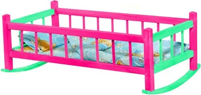Produktbild von Große Farbwiege für Puppen mit Bettwäsche, Mischung aus 3 Farben 01639
