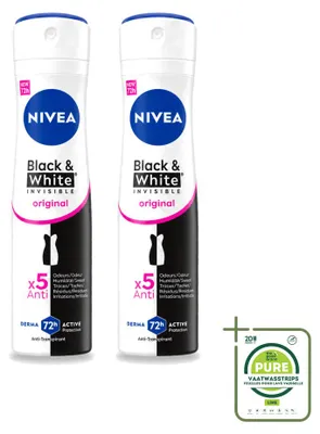 Image de 2 x Déodorant anti-transpirant NIVEA Invisible Black & White, spray, 150 ml - Lot de 2