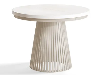 Imagen del producto de Mesa Comedor Extensible Nero, Patas Metálicas, Mesa de Comedor Redonda, Mesa de Salón, 100 cm, Blanco