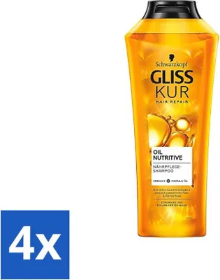 Image de Gliss-Kur - Shampooing - Oil Nutritive - Shampooing revitalisant - Pour cheveux épais et rêches - 400 ml - Pack avantage - 4 pièces