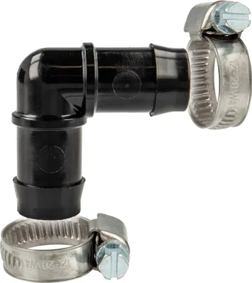 Produktbild von tecuro Schlauchverbinder 90° Winkel Ø 11 mm, mit Edelstahlschlauchschellen - Nylon schwarz