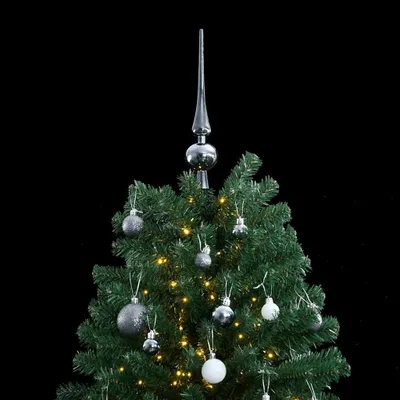 Image de vidaXL Arbre de Noël artificiel pliable 300 LEDs & boules 210 cm