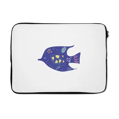 Produktbild von MuchoWow® Laptop Hülle 13 Zoll Fisch - Lila - Pastell Laptoptasche - Laptophülle - Sleeve - Rundumschutz