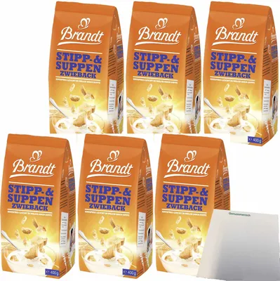 Produktbild von Brandt Stipp und Suppen Zwieback 6er Pack (6x400g Packung) + usy Block
