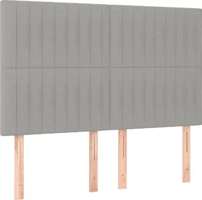 Produktbild von vidaXL Kopfteil Hellgrau 144x5x118/128 cm Stoff