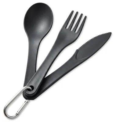 Produktbild von RedCliffs | 3-teiliges Besteckset - Campingbesteck - mit Karabiner - Spülmaschinenfest