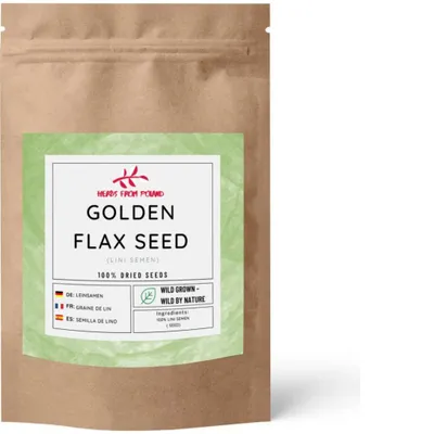 Produktbild von Herbs from Poland Goldene Leinsamen – Ballaststoffreich, Unterstützt Verdauung & Herzgesundheit, 100% Natürlich – 1000g