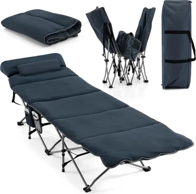 Obrázek produktu pro KOMFOTTEU Skládací kempinkové lůžko 190 x 67 x 50 cm, kempinkové lůžko s odnímatelnou matrací a polštářem, kempinkové lehátko s přepravními taškami, protiskluzové kempinkové lůžko, pro kempování, cestování, do interiéru