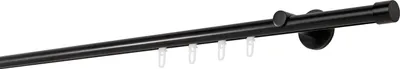 Produktbild von Gardinenstange Maß Innenlauf 20mm Cap 1-lauf Wand 6,5cm Größe: 350cm, Farbvariante: Schwarz