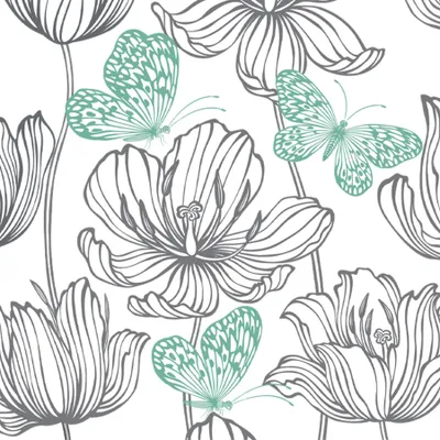 Image de 20 serviettes en papier 33 x 33 cm Fleurs et papillons