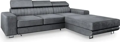 Produktbild von Masseno Ecksofa NOTO R-S mit Schlaffunktion L-Form, Sofa mit Bettkasten, Wohnzimmersofa, Couch, Soffa, Bettsofa, Couchgarnitur- Grau, MONOLITH 85