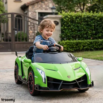Produktbild von Lamborghini Veneno Kinder Elektroauto 12V (1–6 Jahre) – Offiziell Lizenziert, mit Fernbedienung, 4 Motoren, EVA-Reifen & Ledersitz – Kinder Elektrofahrzeug Grün