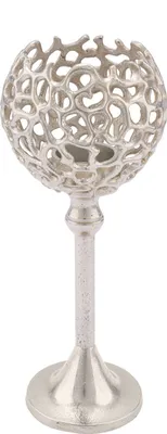Obrázok produktu pre Hliníkový svietnik na nožičke - 31 x 13 cm - hliníková strieborná