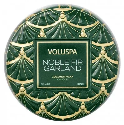 Productafbeelding van Voluspa Japonica Holiday, kerstkrans van edelspar, mini theelichtje, 113g