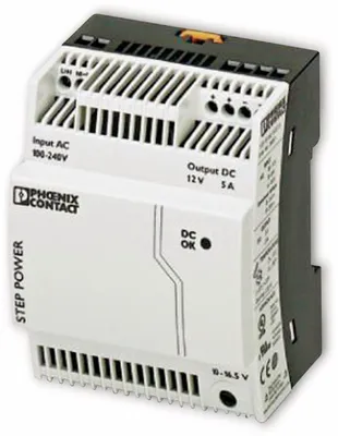 Produktbild von Phoenix Contact STEP-PS/ 1AC/12DC/5, 100 - 240 V, PC, Schwarz, Weiß, -25 - 70 °C, -40 - 85 °C, 72 mm